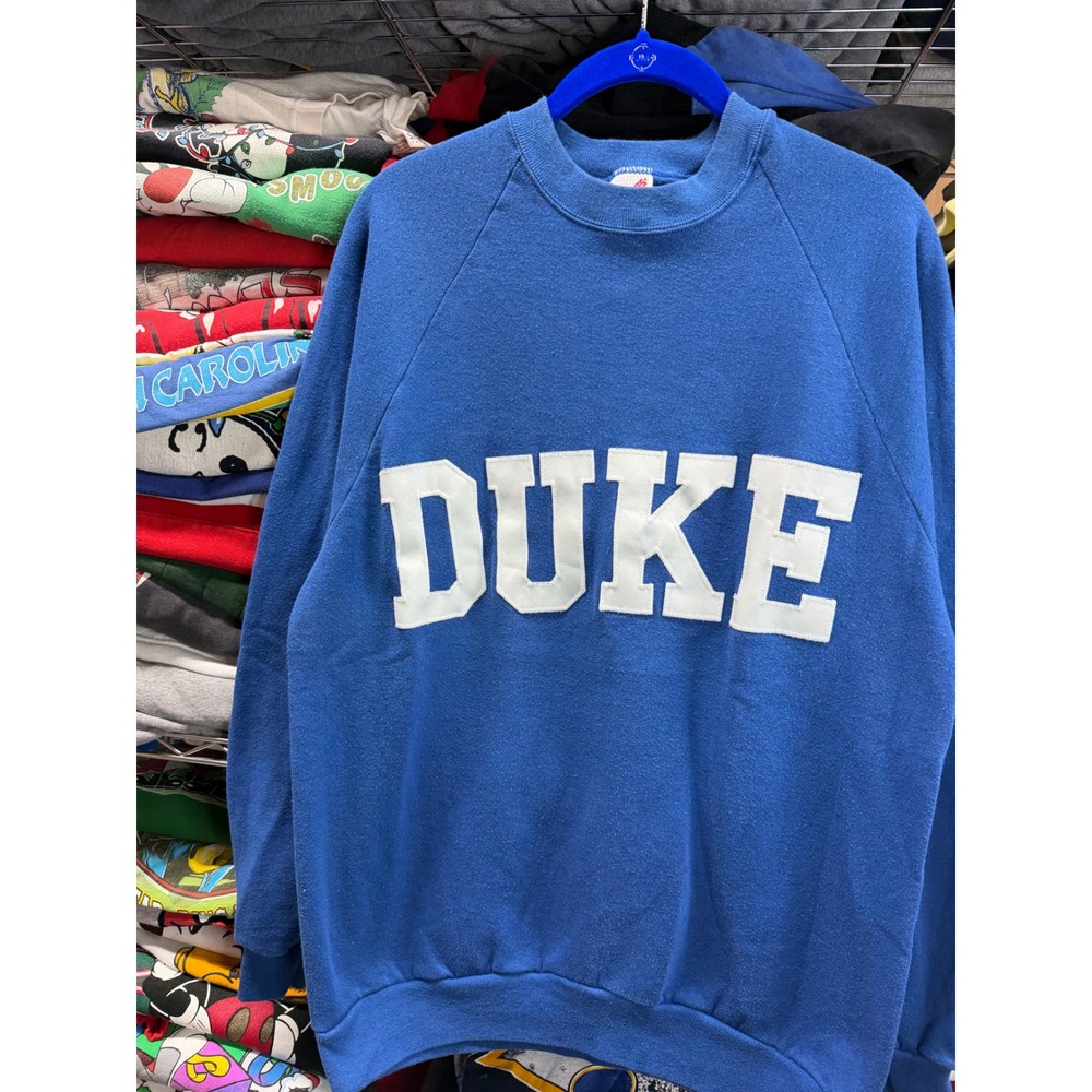Vintage 90s Jerzees Duke Blue Devils Sweatshirt Blue Made in USA Raglan Pullover